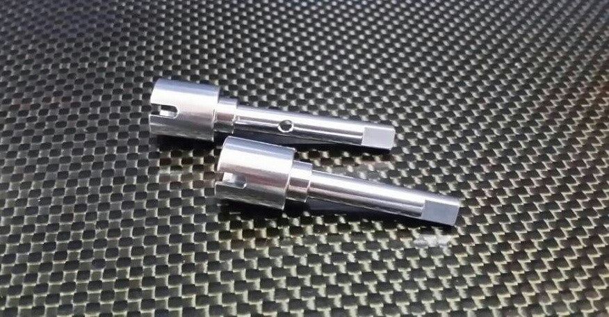 Tamiya DF-02 Aluminum Main Shaft Connectors - 1Pr Gray Silver