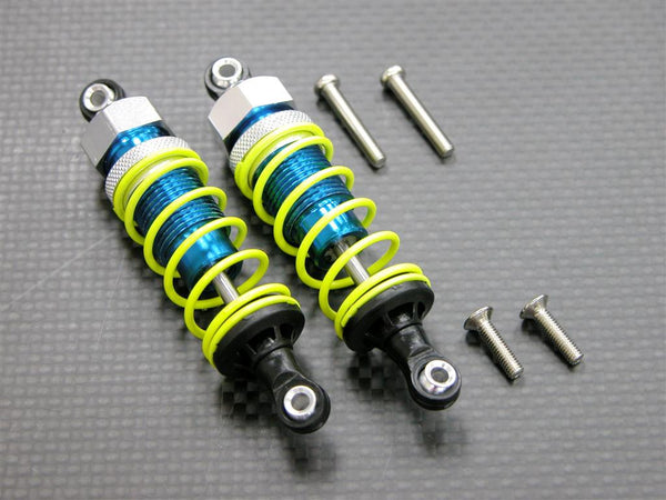 Tamiya DF-03 Aluminum Front Adjustable Spring Damper (75mm) With Plastic Ball Top & Screws - 1 Pr Set Blue