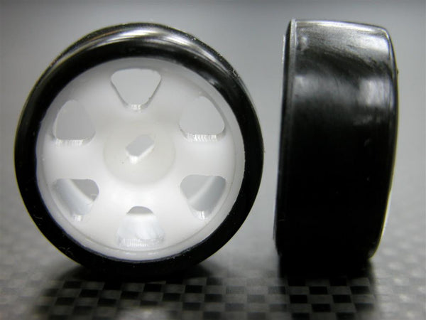 Kyosho Mini-Z AWD Delrin Rear Wide Ridge Rims (6P, 0mm Off Set, Width 8.3mm) With Tires - 1Pr Set White