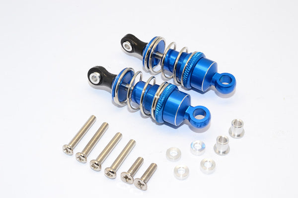 1/10 Touring - Aluminum Ball Top Damper (50mm) With Aluminum Collars & Washers & Screws - 1Pr Set Blue - JTeamhobbies