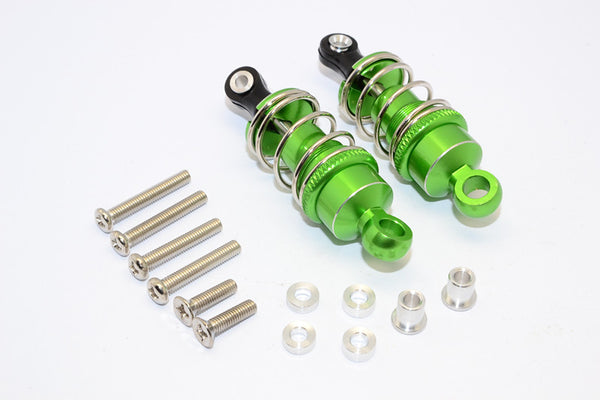 1/10 Touring - Aluminum Ball Top Damper (50mm) With Aluminum Collars & Washers & Screws - 1Pr Set Green - JTeamhobbies