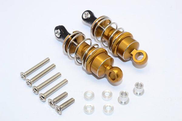 1/10 Touring - Aluminum Ball Top Damper (50mm) With Aluminum Collars & Washers & Screws - 1Pr Set Golden Black - JTeamhobbies