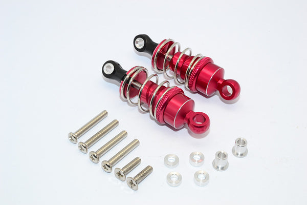 1/10 Touring - Aluminum Ball Top Damper (50mm) With Aluminum Collars & Washers & Screws - 1Pr Set Red - JTeamhobbies