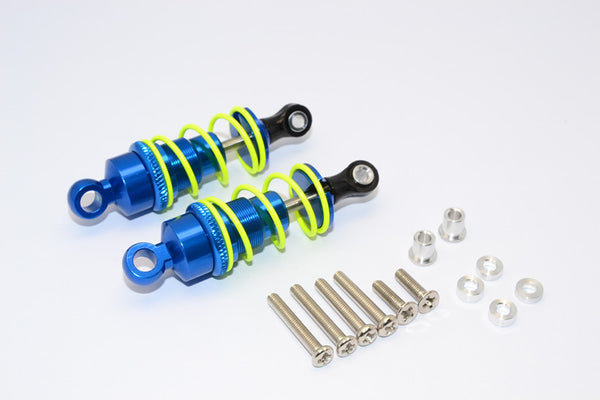 1/10 Touring - Aluminum Ball Top Damper (55mm) With Aluminum Collars & Washers & Screws - 1Pr Set Blue - JTeamhobbies
