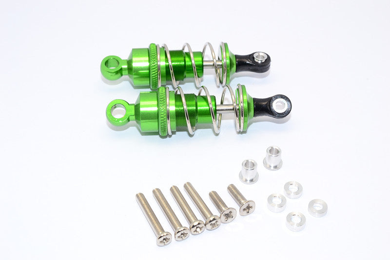 1/10 Touring - Aluminum Ball Top Damper (55mm) With Aluminum Collars & Washers & Screws - 1Pr Set Green - JTeamhobbies