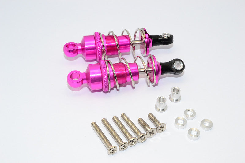 1/10 Touring - Aluminum Ball Top Damper (55mm) With Aluminum Collars & Washers & Screws - 1Pr Set Pink - JTeamhobbies