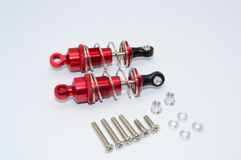 1/10 Touring - Aluminum Ball Top Damper (55mm) With Aluminum Collars & Washers & Screws - 1Pr Set Red - JTeamhobbies