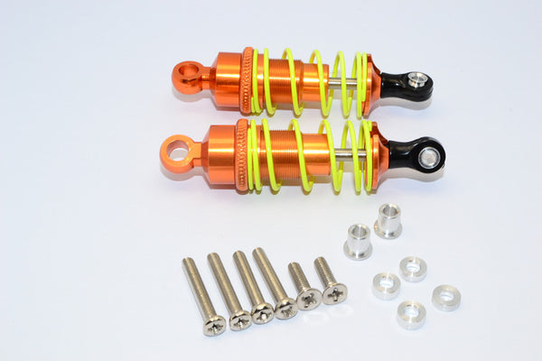 1/10 Touring - Aluminum Ball Top Damper (60mm) With Aluminum Collars & Washers & Screws - 1Pr Set Orange - JTeamhobbies