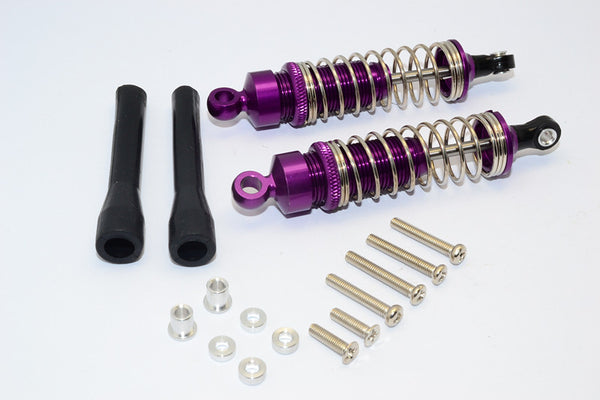 1/10 Touring - Aluminum Ball Top Damper (80mm) With Aluminum Collars & Washers & Screws Dust-Proof Black Plastic Cover - 1Pr Set Purple - JTeamhobbies