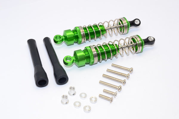 1/10 Touring - Aluminum Ball Top Damper (85mm) With Aluminum Collars & Washers & Screws Dust-Proof Black Plastic Cover - 1Pr Set Green - JTeamhobbies