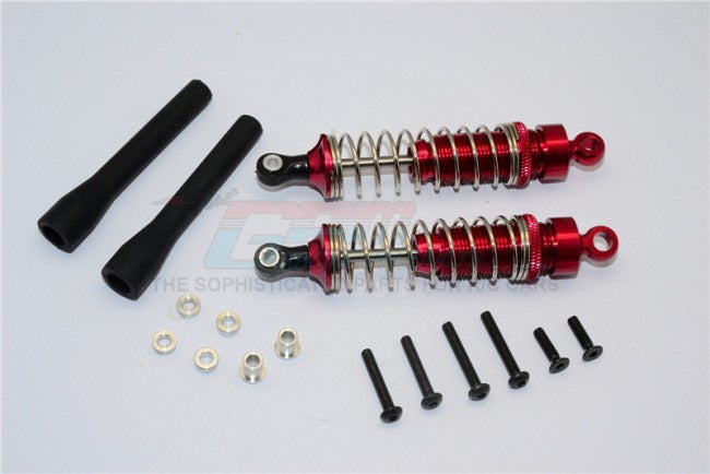 1/10 Touring - Aluminum Ball Top Damper (85mm) With Aluminum Collars & Washers & Screws Dust-Proof Black Plastic Cover - 1Pr Set Red