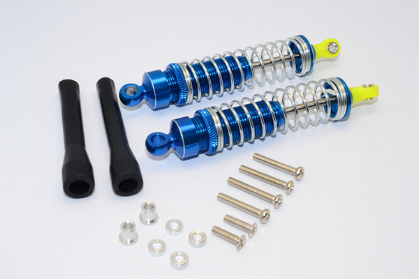 1/10 Touring - Aluminum Ball Top Damper (90mm) With Aluminum Collars & Washers & Screws & Dust-Proof Black Plastic Cover - 1Pr Set Blue - JTeamhobbies