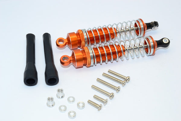 1/10 Touring - Aluminum Ball Top Damper (90mm) With Aluminum Collars & Washers & Screws & Dust-Proof Black Plastic Cover - 1Pr Set Orange - JTeamhobbies