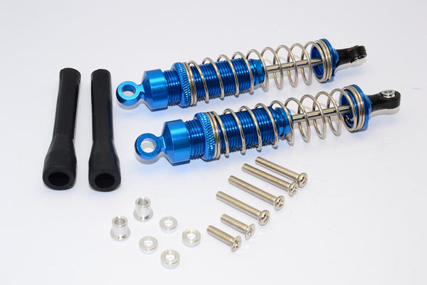 1/10 Touring - Aluminum Ball Top Damper (95mm) With Aluminum Collars & Washers & Screws & Dust-Proof Black Plastic Cover - 1Pr Set Blue - JTeamhobbies