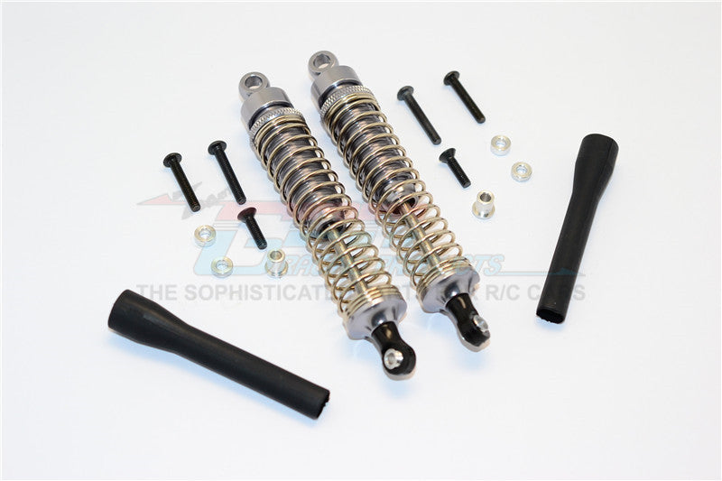 1/10 Touring - Aluminum Ball Top Damper (100mm) With Aluminum Collars & Washers & Screws & Dust-Proof Black Plastic Cover - 1Pr Set Gray Silver