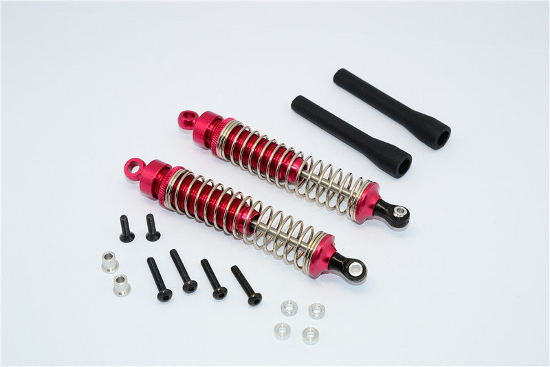 1/10 Touring - Aluminum Ball Top Damper (100mm) With Aluminum Collars & Washers & Screws & Dust-Proof Black Plastic Cover - 1Pr Set Red - JTeamhobbies
