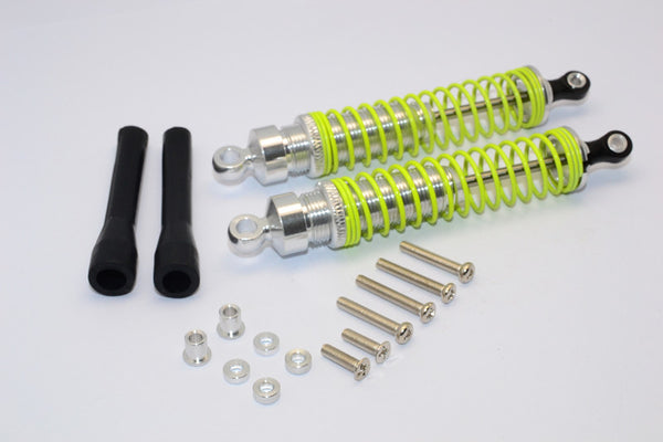 1/10 Touring - Aluminum Ball Top Damper (100mm) With Aluminum Collars & Washers & Screws & Dust-Proof Black Plastic Cover - 1Pr Set Silver - JTeamhobbies