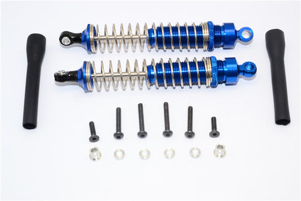 1/10 Touring - Aluminum Ball Top Damper (105mm) With Aluminum Collars & Washers & Screws & Dust-Proof Black Plastic Cover - 1Pr Set Blue - JTeamhobbies