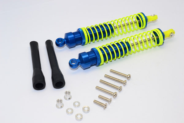 1/10 Touring - Aluminum Ball Top Damper (105mm) With Aluminum Collars & Washers & Screws & Dust-Proof Black Plastic Cover - 1Pr Set Blue - JTeamhobbies