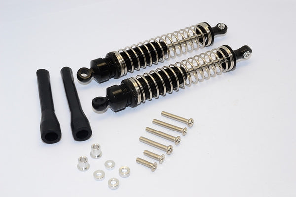 1/10 Touring - Aluminum Ball Top Damper (105mm) With Aluminum Collars & Washers & Screws & Dust-Proof Black Plastic Cover - 1Pr Set Black - JTeamhobbies