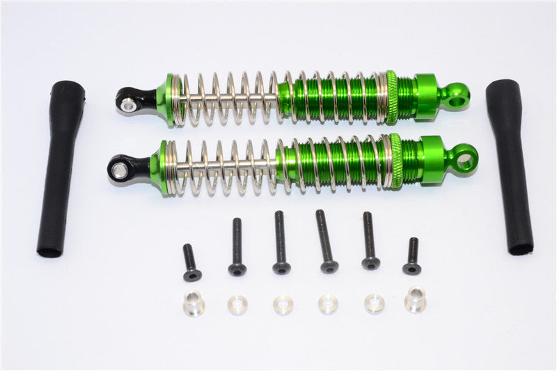 1/10 Touring - Aluminum Ball Top Damper (105mm) With Aluminum Collars & Washers & Screws & Dust-Proof Black Plastic Cover - 1Pr Set Green - JTeamhobbies