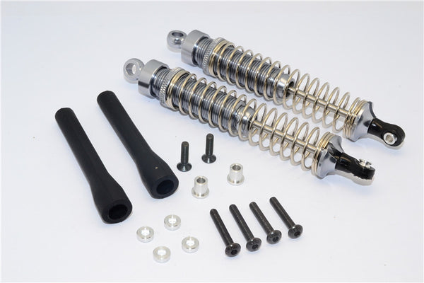 1/10 Touring - Aluminum Ball Top Damper (105mm) With Aluminum Collars & Washers & Screws & Dust-Proof Black Plastic Cover - 1Pr Set Gray Silver - JTeamhobbies