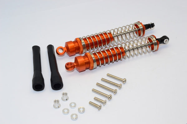 1/10 Touring - Aluminum Ball Top Damper (105mm) With Aluminum Collars & Washers & Screws & Dust-Proof Black Plastic Cover - 1Pr Set Orange - JTeamhobbies