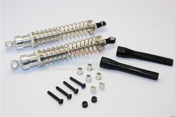 1/10 Touring - Aluminum Ball Top Damper (105mm) With Aluminum Collars & Washers & Screws & Dust-Proof Black Plastic Cover - 1Pr Set Silver - JTeamhobbies