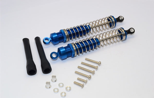 1/10 Touring - Aluminum Ball Top Damper (110mm) With Aluminum Collars & Washers & Screws & Dust-Proof Black Plastic Cover - 1Pr Set Blue - JTeamhobbies