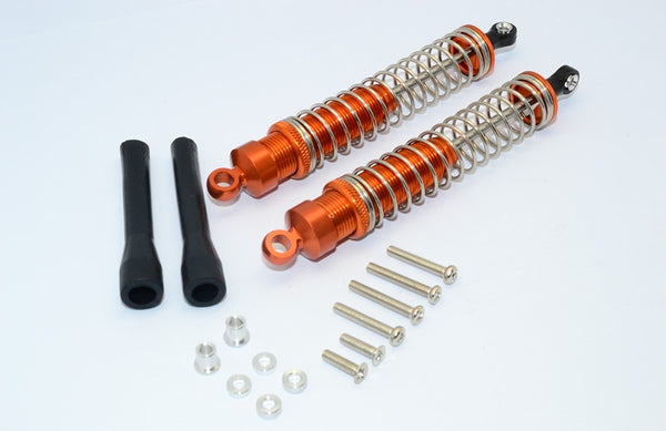 1/10 Touring - Aluminum Ball Top Damper (110mm) With Aluminum Collars & Washers & Screws & Dust-Proof Black Plastic Cover - 1Pr Set Orange - JTeamhobbies