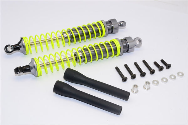 1/10 Touring - Aluminum Ball Top Damper (120mm) With Aluminum Collars & Washers & Screws & Dust-Proof Black Plastic Cover - 1Pr Set Gray Silver - JTeamhobbies