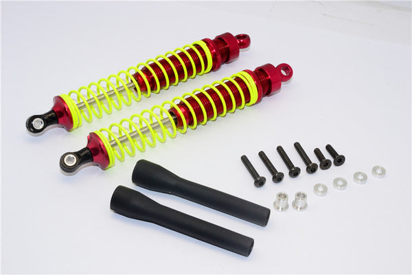 1/10 Touring - Aluminum Ball Top Damper (120mm) With Aluminum Collars & Washers & Screws & Dust-Proof Black Plastic Cover - 1Pr Set Red - JTeamhobbies