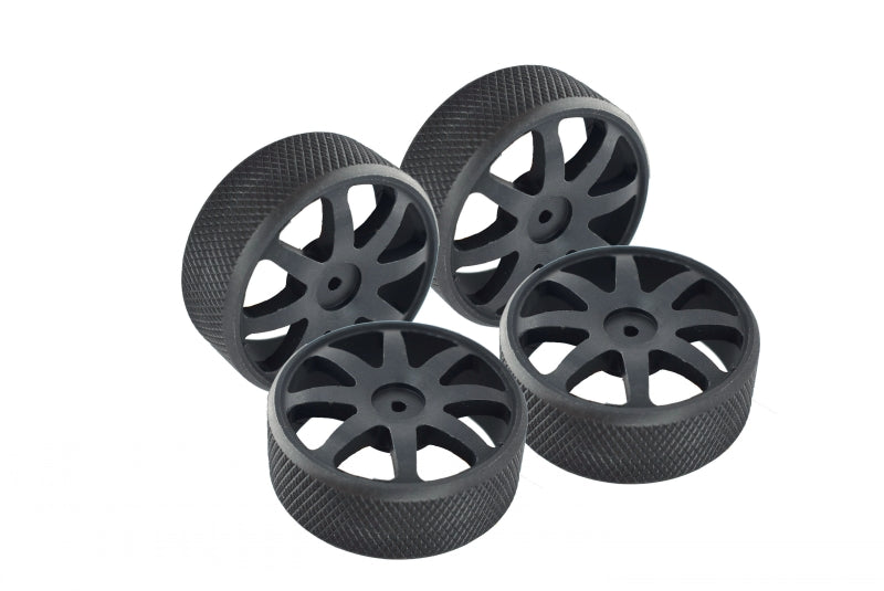 Delrin Front+Rear Drift Rims (8-Poles) For Team Losi 1/24 Micro SCT - 4Pc Set Black
