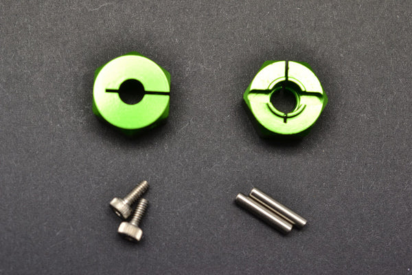 Tamiya DT-03 Aluminum Front Wheel Hex Adapter - 2 Pcs Set Green