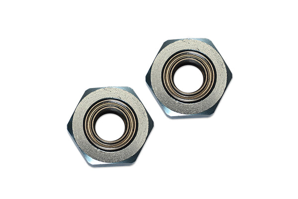 Tamiya DT-03 Aluminum Front Wheel Hex Adapter With Bearing - 2Pcs Set Gray Silver