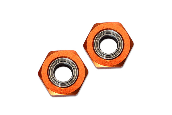 Tamiya DT-03 Aluminum Front Wheel Hex Adapter With Bearing - 2Pcs Set Orange