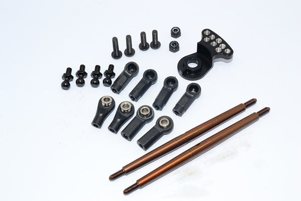 Tamiya DT-03 Spring Steel Modified Anti-Thread Steering Tie Rod With Servo Saver (P3) - 1 Set Black