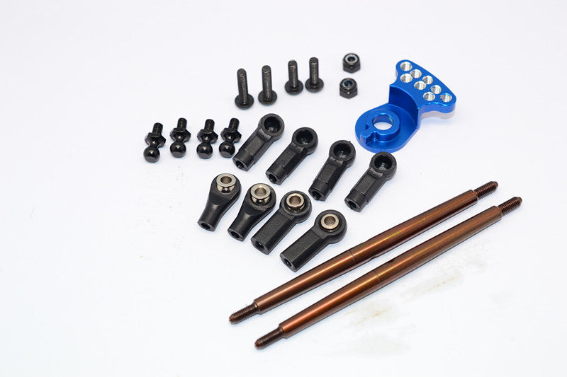 Tamiya DT-03 Spring Steel Modified Anti-Thread Steering Tie Rod With Servo Saver (P3) - 1 Set Blue
