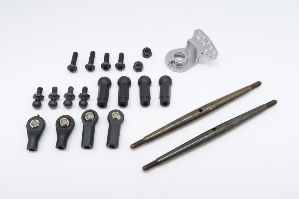 Tamiya DT-03 Spring Steel Modified Anti-Thread Steering Tie Rod With Servo Saver (P3) - 1 Set Gray Silver
