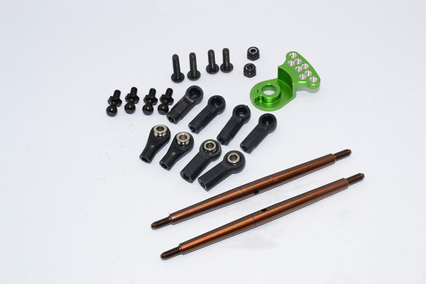 Tamiya DT-03 Spring Steel Modified Anti-Thread Steering Tie Rod With Servo Saver (P3) - 1 Set Green