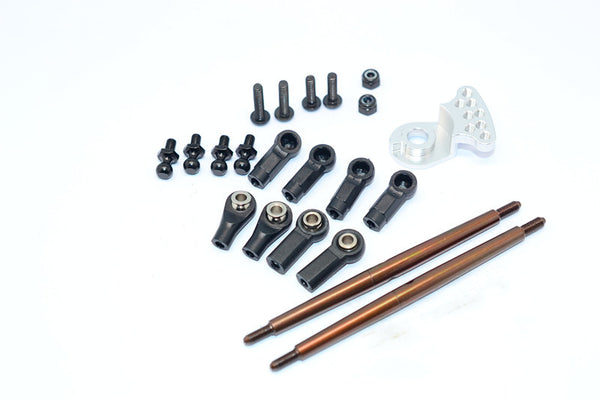 Tamiya DT-03 Spring Steel Modified Anti-Thread Steering Tie Rod With Servo Saver (P3) - 1 Set Silver