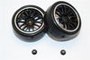 Rubber Slick Tires Of 26mm Width Mount With 7 Spokes Plastic Wheels - 1Pr Set Black+Silver
