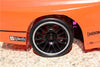 Rubber Slick Tires Of 26mm Width Mount With 7 Spokes Plastic Wheels - 1Pr Set Black+Red