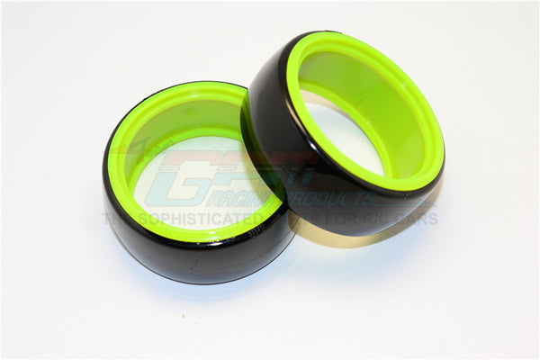 Delrin Drift Tires Of 26mm Width - 1Pr Set Black+Green