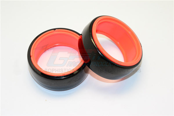 Delrin Drift Tires Of 26mm Width - 1Pr Set Black+Orange