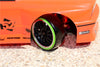 Delrin Drift Tires Of 26mm Width Mount With 6 Spokes Plastic Wheels - 1Pr Set Black+Green