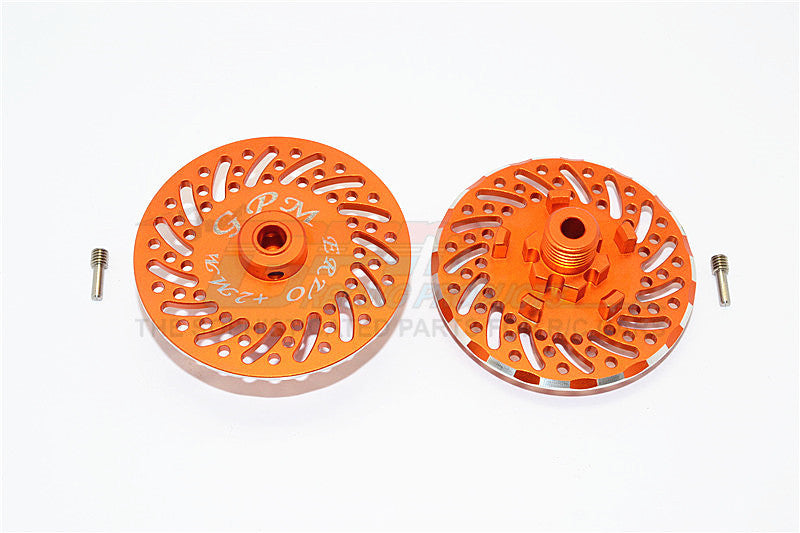 Traxxas E-Revo Brushless Edition Aluminum Wheel Hex Claw +2mm With Brake Disk - 2Pcs Set Orange