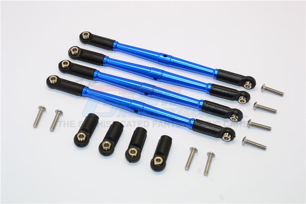 Traxxas E-Revo Brushless / Summit / Revo / Revo 3.3 Aluminum Front/Rear Anti-Clockwise Thread Link Rod - 4Pcs Set Blue