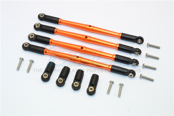 Traxxas E-Revo Brushless / Summit / Revo / Revo 3.3 Aluminum Front/Rear Anti-Clockwise Thread Link Rod - 4Pcs Set Orange
