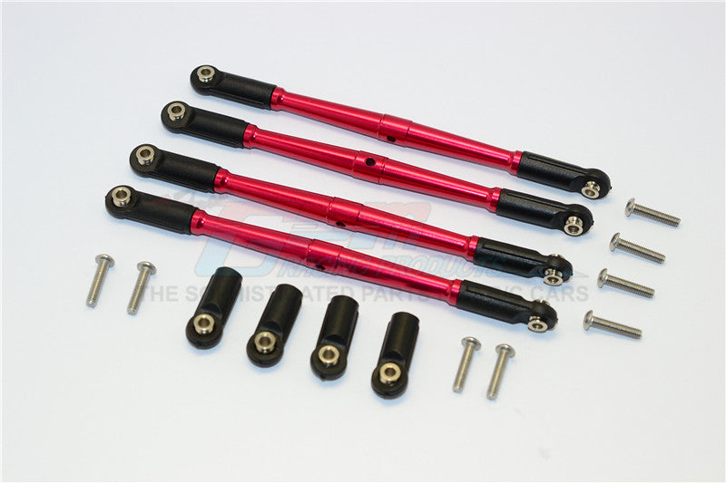 Traxxas E-Revo Brushless / Summit / Revo / Revo 3.3 Aluminum Front/Rear Anti-Clockwise Thread Link Rod - 4Pcs Set Red